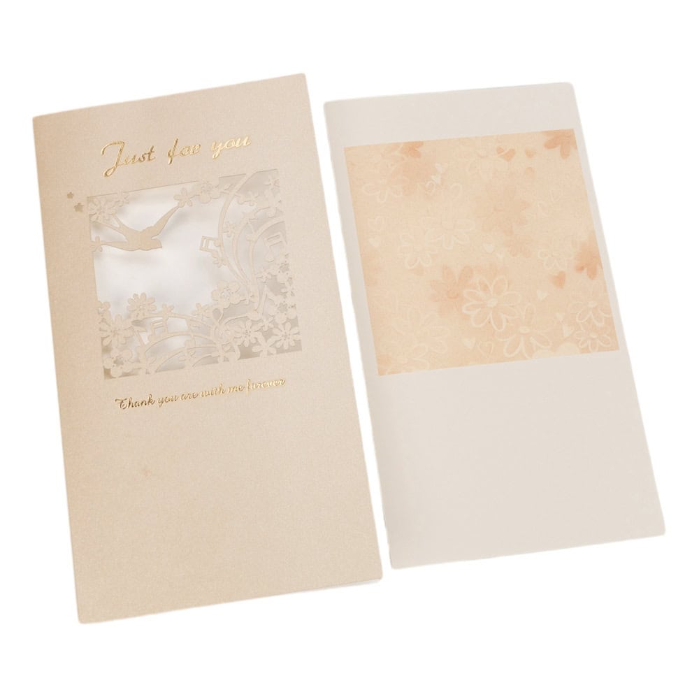 Felicitări cu fereastră model floral și plic - bej (set 10 buc) - CraftUp