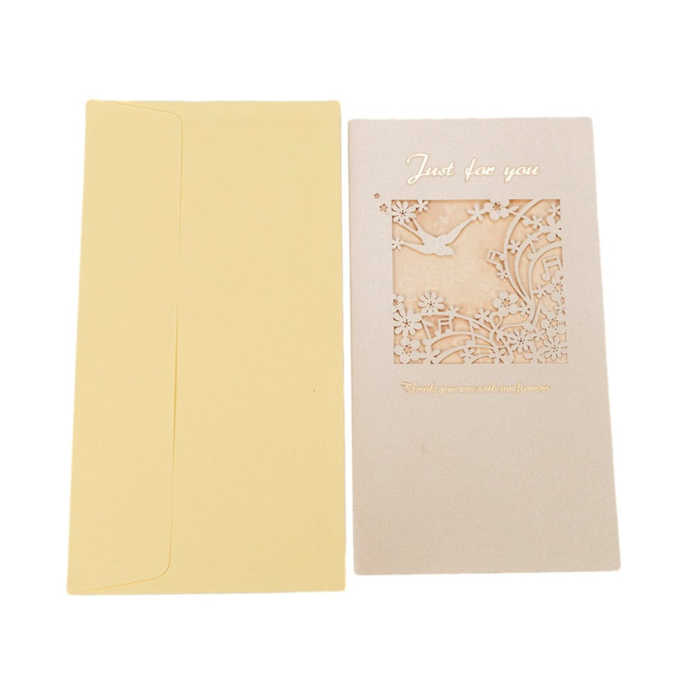 Felicitări cu fereastră model floral și plic - bej (set 10 buc) - CraftUp