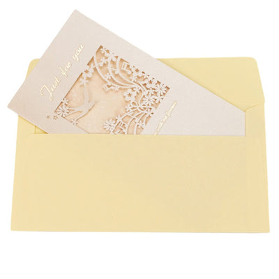 Felicitări cu fereastră model floral și plic - bej (set 10 buc) - CraftUp