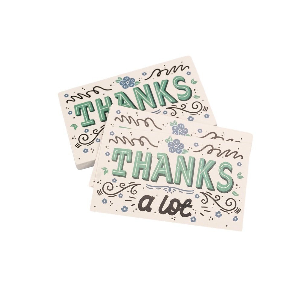 Felicitări cu mesaj Thank you - verde (set 30 buc) - CraftUp