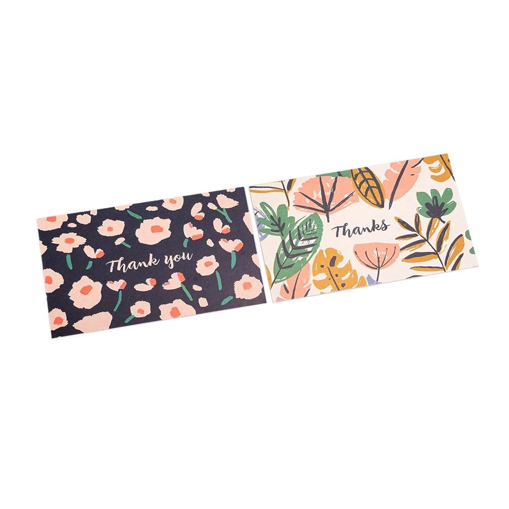 Felicitări hârtie cu design floral și text Thanks - model 1 (set 50 buc) - CraftUp