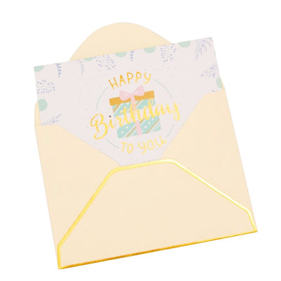 Felicitări hârtie cu mesaj auriu Happy Birthday - model cadou (set 6 buc) - CraftUp