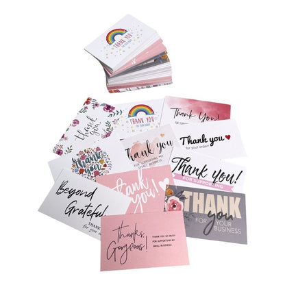 Felicitări Thank you 12 modele diferite - alb (set 100 buc) - CraftUp