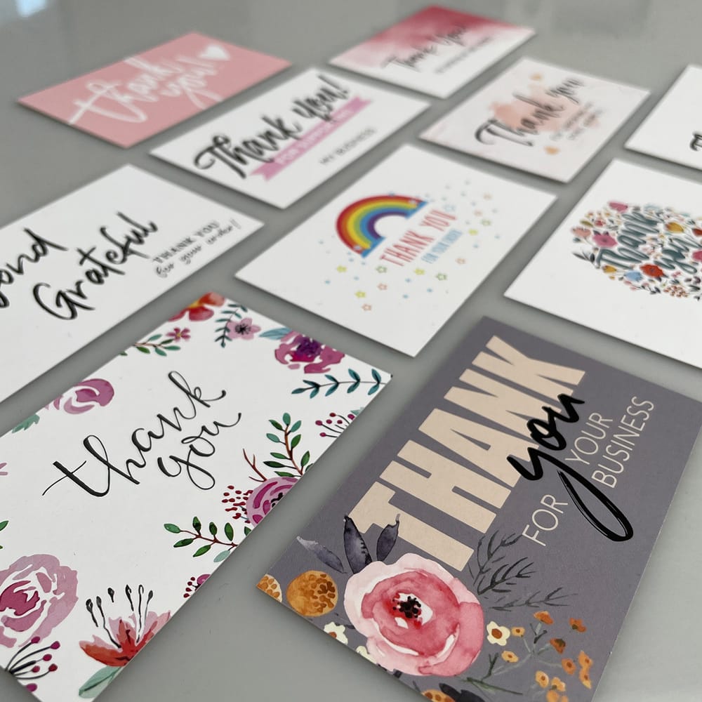 Felicitări Thank you 12 modele diferite - alb (set 100 buc) - CraftUp