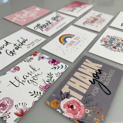 Felicitări Thank you 12 modele diferite - alb (set 100 buc) - CraftUp