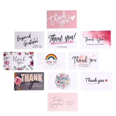 Felicitări Thank you 12 modele diferite - alb (set 100 buc) - CraftUp