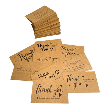 Felicitări Thank you 9 modele diferite - kraft (set 100 buc) - CraftUp