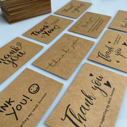 Felicitări Thank you 9 modele diferite - kraft (set 100 buc) - CraftUp