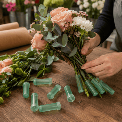 Fiole de apă pentru flori - verde (set 100 buc) - CraftUp