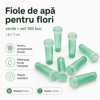 Fiole de apă pentru flori - verde (set 100 buc) - CraftUp