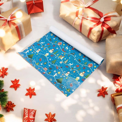 Foi de ambalat de Crăciun - model 1 albastru (set 50 buc) - CraftUp