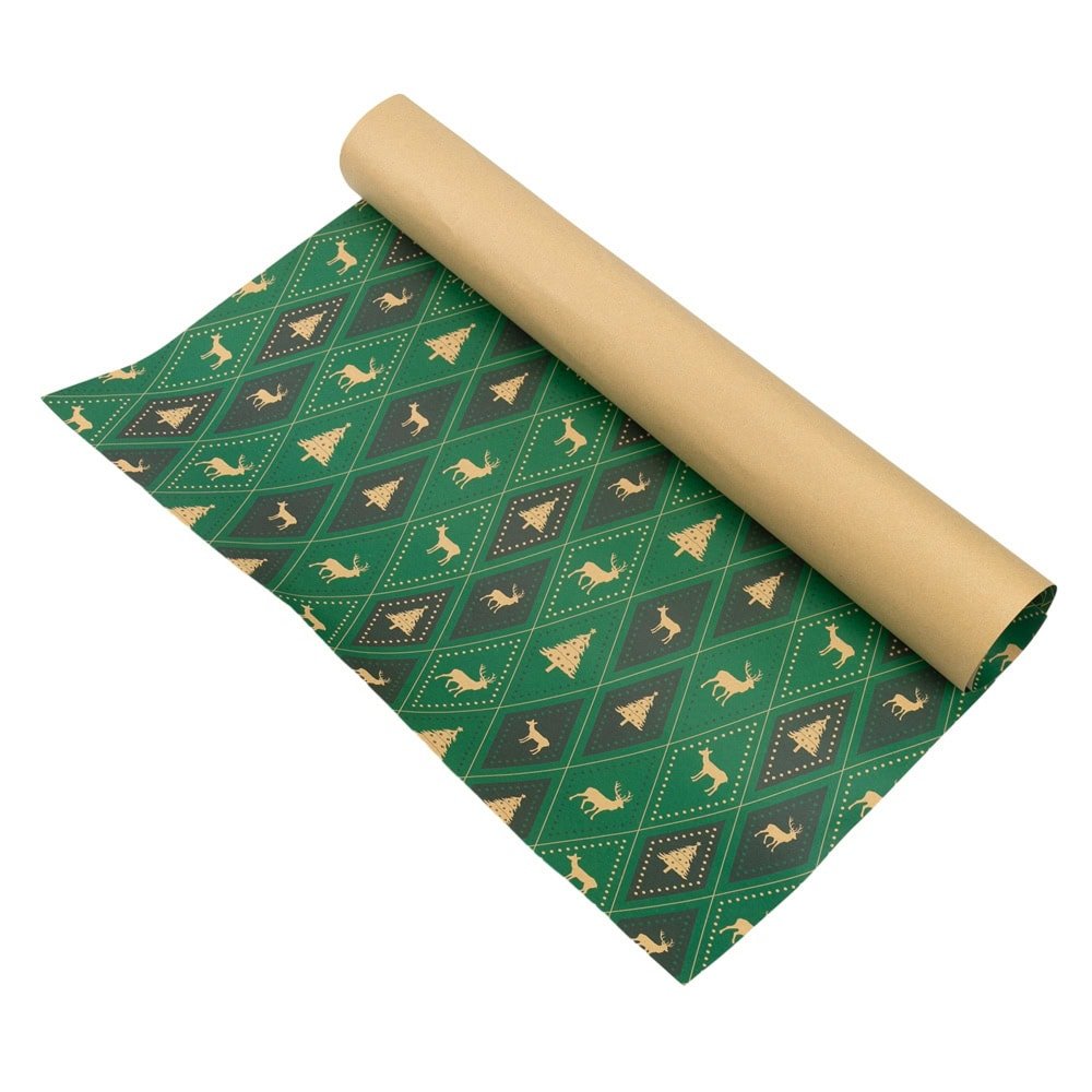 Foi de ambalat de Crăciun - model 6 verde (set 50 buc) - CraftUp
