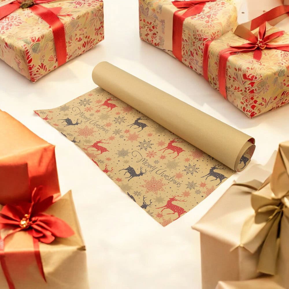 Foi de ambalat de Crăciun - model 9 kraft (set 50 buc) - CraftUp