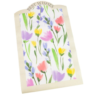 Foi de ambalat decorative model floral Best Wishes - galben (set 10 buc) - CraftUp