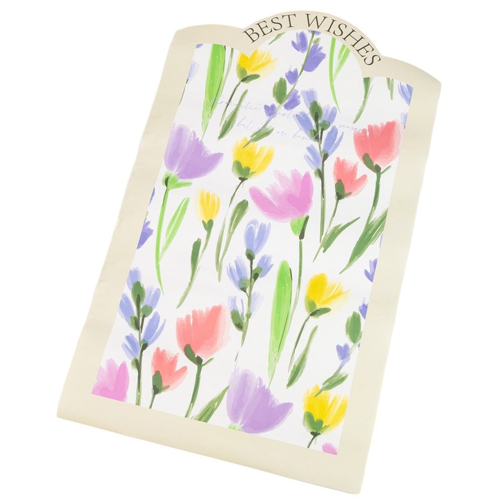 Foi de ambalat decorative model floral Best Wishes - galben (set 10 buc) - CraftUp