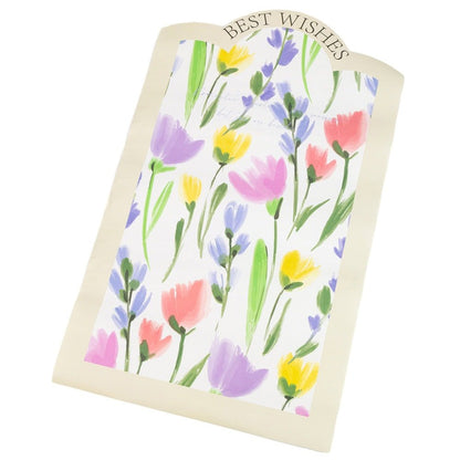 Foi de ambalat decorative model floral Best Wishes - galben (set 10 buc) - CraftUp