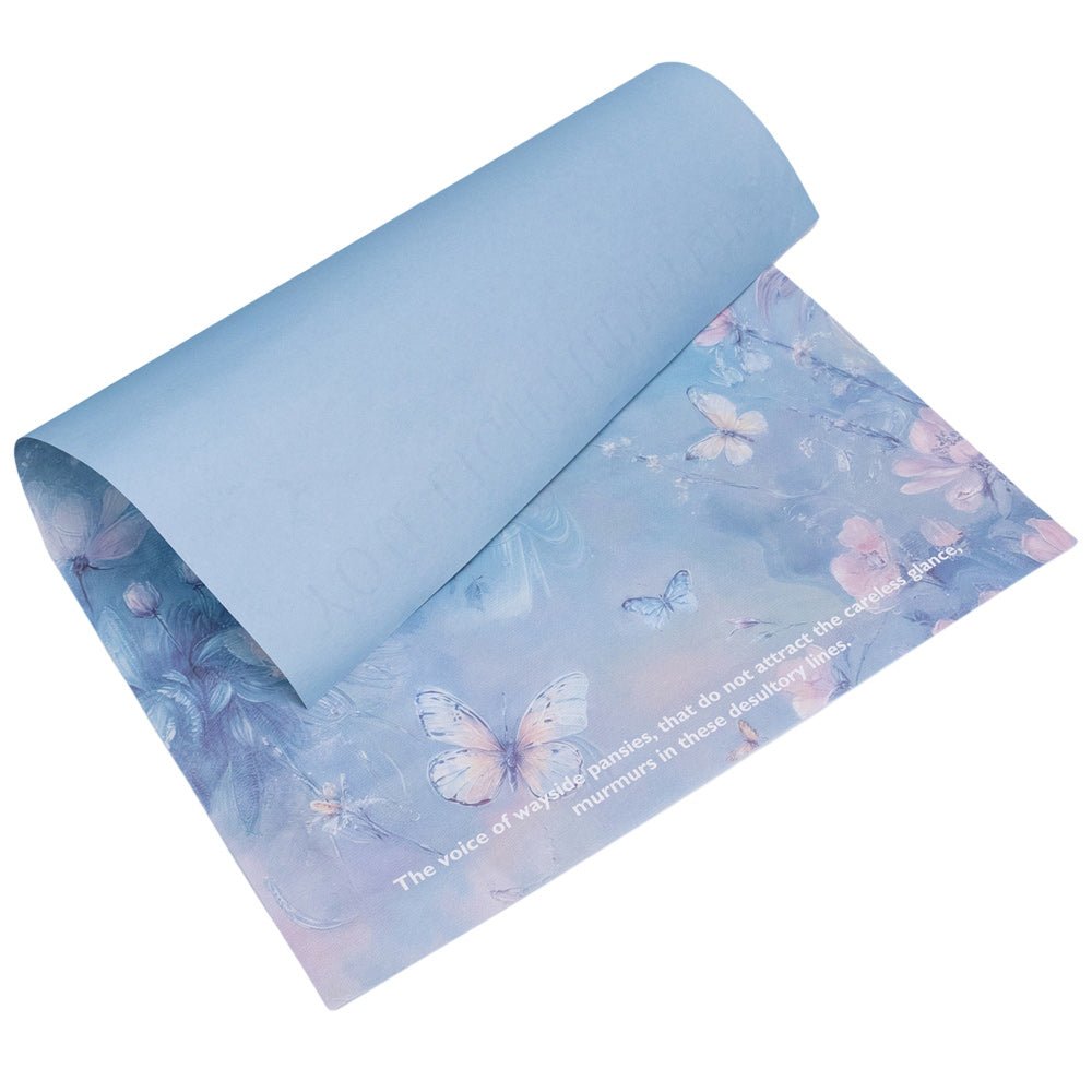Foi de ambalat decorative model floral și text - bleu (set 10 buc) 38x50cm - CraftUp