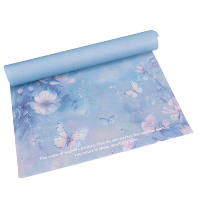 Foi de ambalat decorative model floral și text - bleu (set 10 buc) 38x50cm - CraftUp