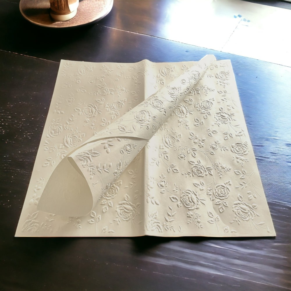Foi de ambalat decorative print floral - alb (set 10 foi) 58x58cm - CraftUp