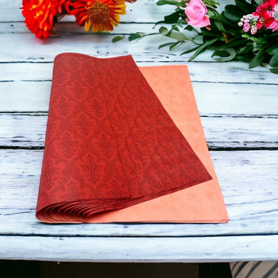 Foi de ambalat decorative print regal - roșu (set 10 foi) 52x60cm - CraftUp