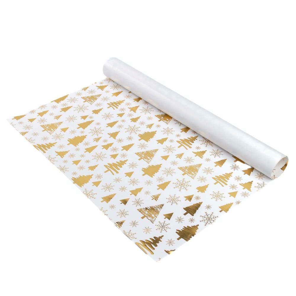 Foi de ambalat lucioase premium de Crăciun - model 11 alb (set 50 buc) - CraftUp