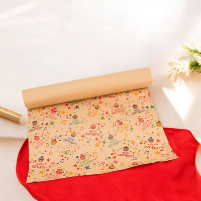 Foi hârtie de ambalat kraft - model 3 Happy Birthday (set 50 buc) - CraftUp