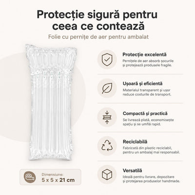 Folie cu pernițe de aer pentru ambalat - transparent (set 50 buc) - CraftUp