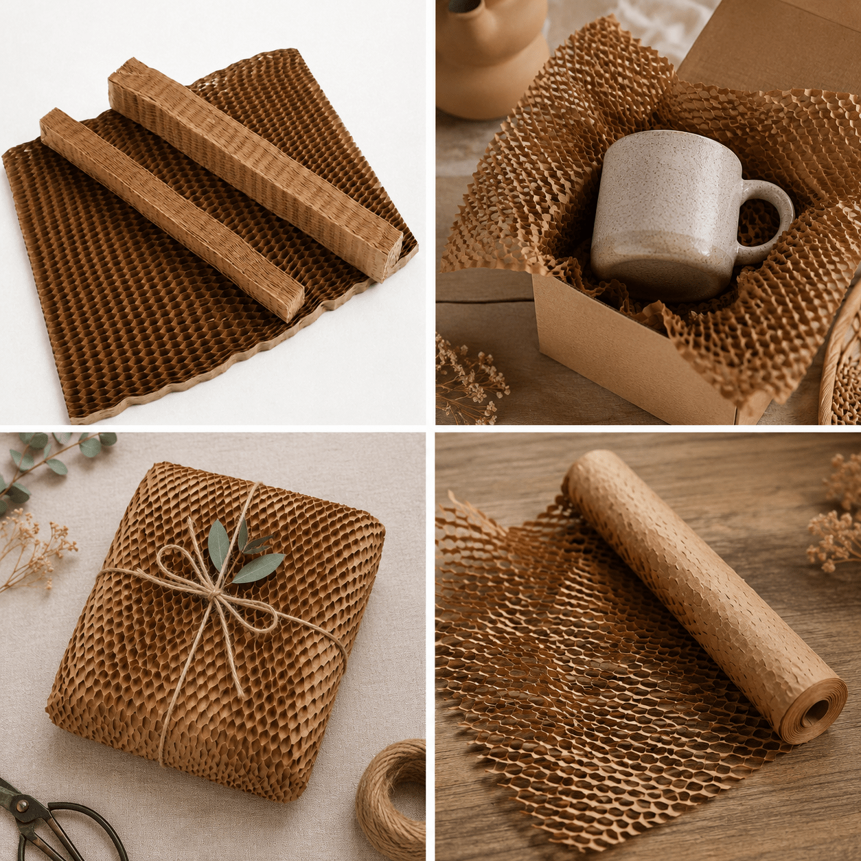 Folie honeycomb pentru ambalat - maro (set 6 buc) - CraftUp