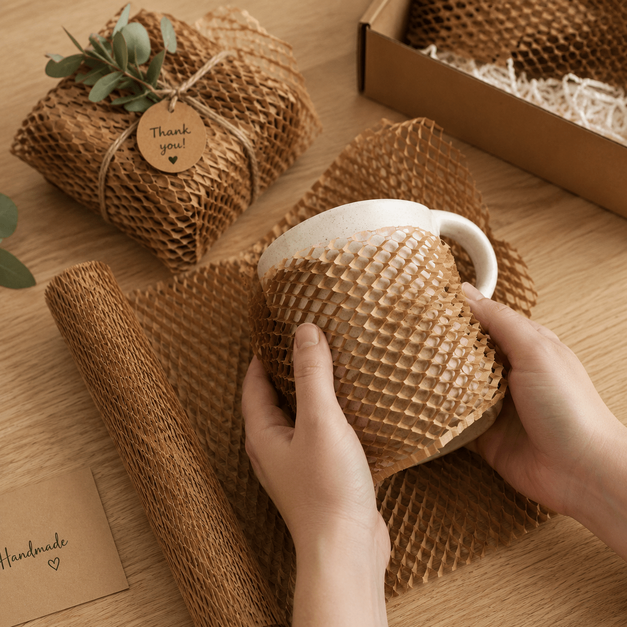 Folie honeycomb pentru ambalat - maro (set 6 buc) - CraftUp