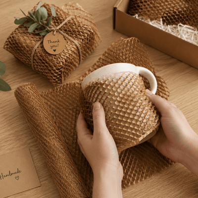 Folie honeycomb pentru ambalat - maro (set 6 buc) - CraftUp