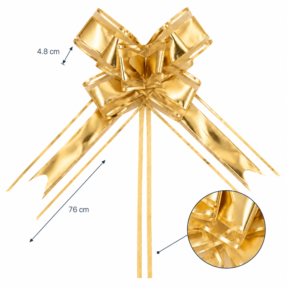 Funde pull bow din satin și organza - auriu (set 10 buc) - CraftUp