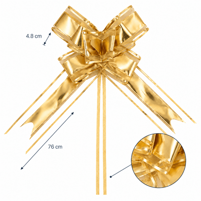 Funde pull bow din satin și organza - auriu (set 10 buc) - CraftUp