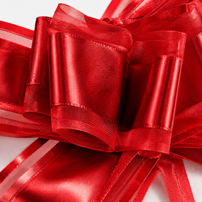 Funde pull bow din satin și organza - roșu (set 10 buc) - CraftUp