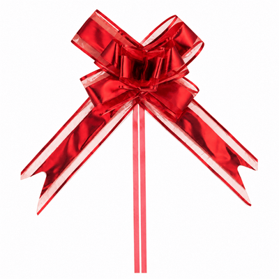 Funde pull bow din satin și organza - roșu (set 10 buc) - CraftUp