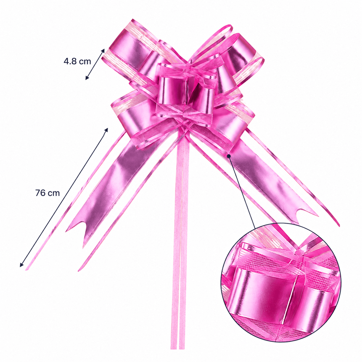 Funde pull bow din satin și organza - roz (set 10 buc) - CraftUp