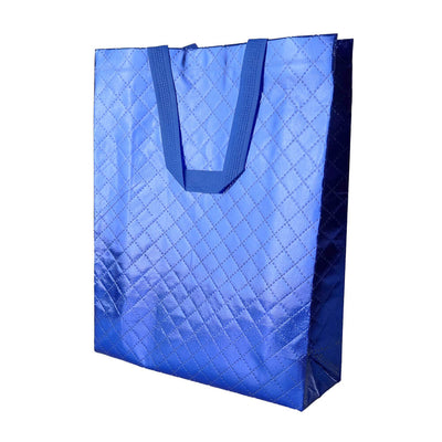 Geantă lucioasă non - woven cu țesătura romb 30x36cm - albastru - CraftUp
