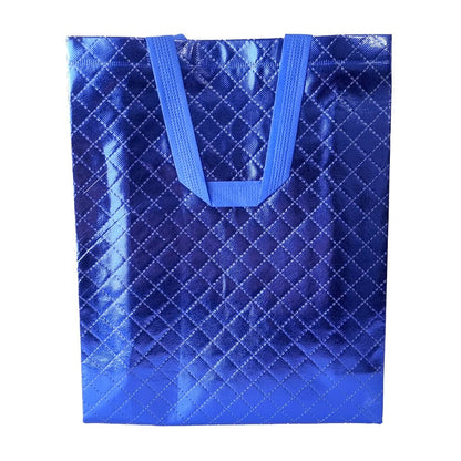 Geantă lucioasă non - woven cu țesătura romb 30x36cm - albastru - CraftUp