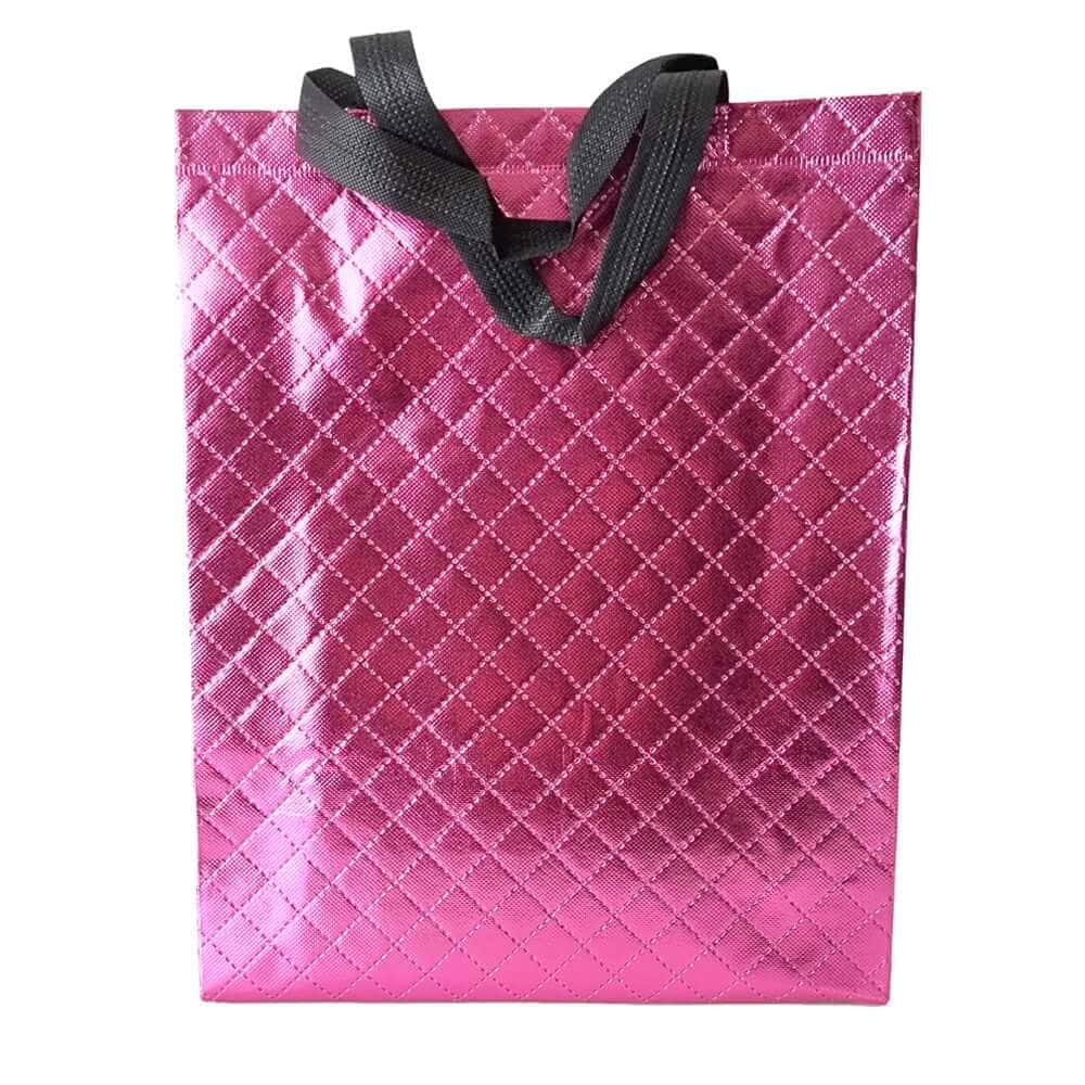 Geantă lucioasă non - woven cu țesătura romb 30x36cm - mov - CraftUp