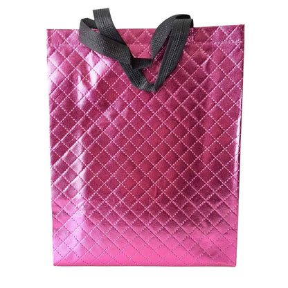 Geantă lucioasă non - woven cu țesătura romb 30x36cm - mov - CraftUp