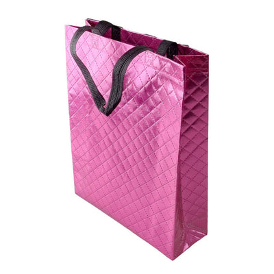 Geantă lucioasă non - woven cu țesătura romb 30x36cm - mov - CraftUp