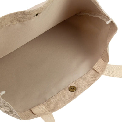 Geantă raiată cu mâner și capsă - alb - 40x31cm - CraftUp