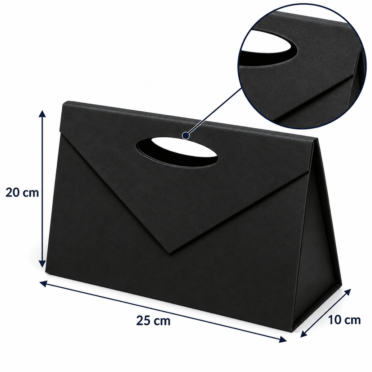 Gentuță cadou din carton tare cu închidere magnetică și mâner decupat - negru - CraftUp