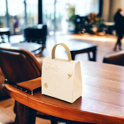 Gentuță cu mâner model trandafir și mesaj Thank You - Alb (set 50 buc) - CraftUp