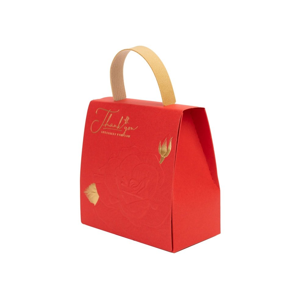 Gentuță cu mâner model trandafir și mesaj Thank You - Roșu (set 50 buc) - CraftUp