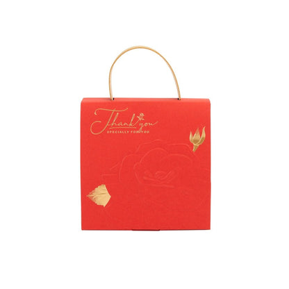 Gentuță cu mâner model trandafir și mesaj Thank You - Roșu (set 50 buc) - CraftUp