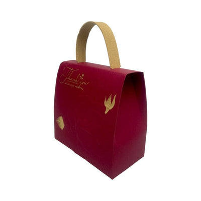 Gentuță cu mâner model trandafir și mesaj Thank You - Vișiniu (set 50 buc) - CraftUp