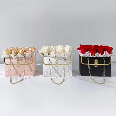 Gentuță model romburi cu lănțișor auriu - alb (set 10 buc) - CraftUp