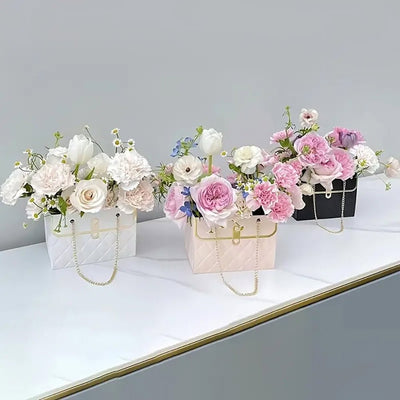 Gentuță model romburi cu lănțișor auriu - alb (set 10 buc) - CraftUp