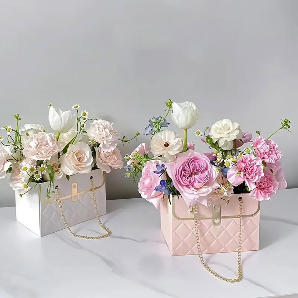 Gentuță model romburi cu lănțișor auriu - alb (set 10 buc) - CraftUp