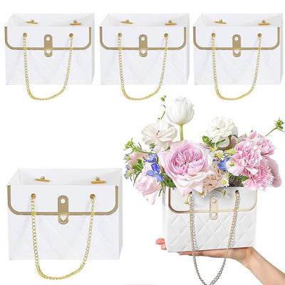Gentuță model romburi cu lănțișor auriu - alb (set 10 buc) - CraftUp